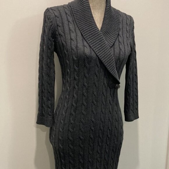 CALVIN Klein Grey Cable-knit Sweater Dress - Picture 6 of 14